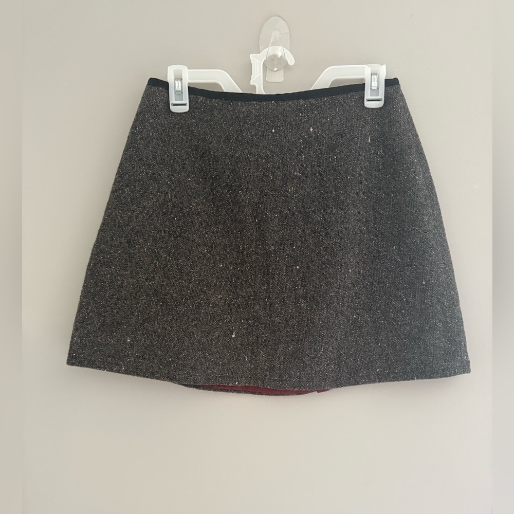 Gap Womens Skirt SZ 8 Grey Tweed Mini Lined Wool Blend Back Zip Y2K Academic
